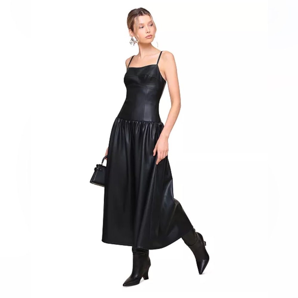 AVEC Les Filles | Faux-Leather Drop-Waist Maxi Dress XS